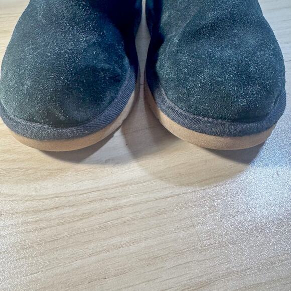 Rare UGG Kids Mini Bailey Bow Scalloped Boot Black Suede Youth Size 3 (1013269K) - Picture 6 of 10